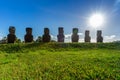 Seven Ahu Akivi Moai, which are the only Moai to face the sea. Easter Island