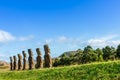 Seven Ahu Akivi Moai, which are the only Moai to face the sea. Easter Island