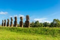 Seven Ahu Akivi Moai, which are the only Moai to face the sea. Easter Island