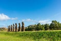 Seven Ahu Akivi Moai, which are the only Moai to face the sea. Easter Island Royalty Free Stock Photo