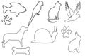 Seven Animals Vectors in one White Background