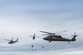 Seven Black Hawk helicopters