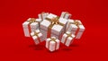 Christmas gifts on red background