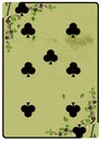 Seven of clubs playing card. Unique hand drawn pocker card. One of 52 cards in french card deck, English or Anglo-American pattern