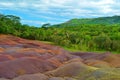 Seven-colored sands near Chamarel village, on Mauritius island