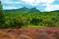 Seven-colored sands near Chamarel village, on Mauritius island