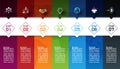 Seven colorful bars with business icon infographic