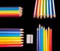 Seven colorful drawing pens Royalty Free Stock Photo