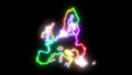 Seven-colors neon glowing European Union map silhouette