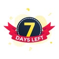 Seven days left to go sale countdown ribbon badge icon sign