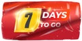 Seven Days To Go Vector: Bold White Numerals on Dynamic Red and Yellow Background, Modern Countdown Design for