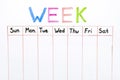 Seven days of the week writing on white board