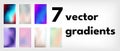 Seven different gradients in vector form. Complex gradient of different colors, horizontal image