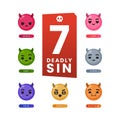 seven emoticons of deadly sin. Isolated Vector Illustration Royalty Free Stock Photo