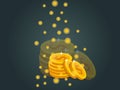 Seven Gold coins vector EPS10 icon with dollar sign. on dark Background.