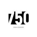 Seven hundred anniversary, minimalistic logo. Seven-and-fiftieth years, 750th jubilee, greeting card. Birthday