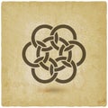 Seven interlocked circles vintage background