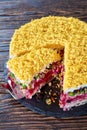 Seven layered cake salad on a plate