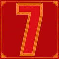 7 seven lucky number happy chinese new year style. vector illustration eps10