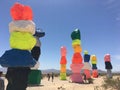 seven magic mountains Las Vegas desert art installation painted boulder Royalty Free Stock Photo