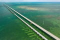 Seven Mile Bridge Florida Keys USA shot with aerial drone Royalty Free Stock Photo