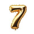 Seven number 7 font golden balloon isolated on white transparent background
