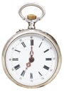 Seven o'clock on the dial of retro pocket watch Royalty Free Stock Photo