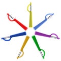 Seven peelers, seven colours Royalty Free Stock Photo