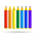 Seven pencils of rainbow colors Royalty Free Stock Photo