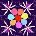 Seven petals flower seamless applique pattern