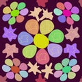 Seven petals flower seamless applique pattern