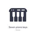 seven piano keys outline icon. isolated line vector illustration from music collection. editable thin stroke seven piano keys icon