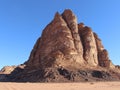 The `Seven Pillars of Wisdom` rock formation in Jordan Royalty Free Stock Photo