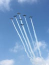 Seven Planes In Arrow Formation With White Smocks Wallpaper