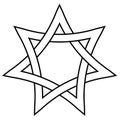 seven pointed star with braided sides, vector star david weave icon in outline style Royalty Free Stock Photo