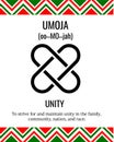 The Seven Principles of Kwanzaa sign. First day of Kwanzaa Unity or Umoja. African American Holidays. Vector template