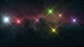 Seven rainbow colored stars shine in soft nebula night sky illustration background new quality nature scenic cool