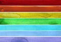 Seven rainbow colored watercolor paint strokes Royalty Free Stock Photo