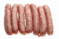 Seven raw chipolata sausages