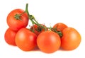 Seven ripe tomatoes on a white background