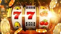 Seven\'s Glowing Fortune: A Radiant Journey Through Slot Machine Reels Royalty Free Stock Photo