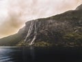 Seven Sisters in Geirangerfjord in Norway Royalty Free Stock Photo