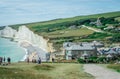 Seven Sisters National park, white cliffs,beach,ocean East Sussex, England