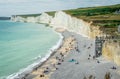 Seven Sisters National park, white cliffs,beach,ocean East Sussex, England Royalty Free Stock Photo