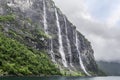 Seven Sisters Waterfall, fjord, Norway