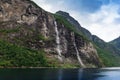 seven sisters waterfall in Geiranger Fjord. Norway Royalty Free Stock Photo