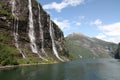 The seven sisters waterfall, Geiranger Fjord, Norway Royalty Free Stock Photo