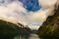 The Seven Sisters waterfall in Geiranger, Norway  7 Sisters Waterfall Royalty Free Stock Photo