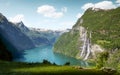Seven Sisters waterfall in Geirangerfjord, Norway Royalty Free Stock Photo