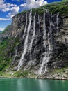 Seven Sisters Waterfall geirangerfjord Norway Royalty Free Stock Photo